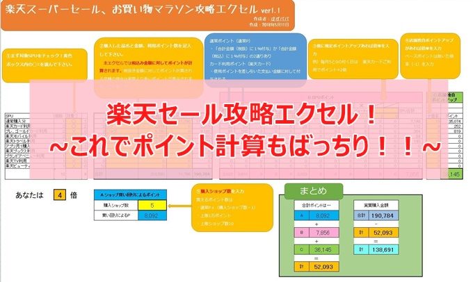 21年4月対応版 楽天のポイントが複雑すぎるので 楽天ポイント計算用エクセル を作りました スーパーsale 買い回りマラソン対応 僕がキャンプを始めたワケ