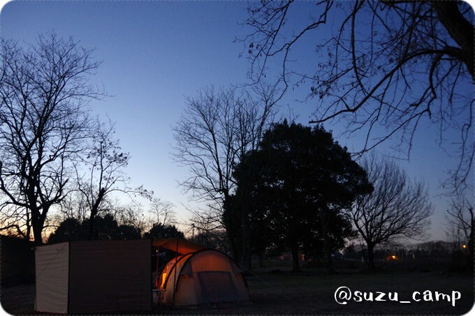 夜明け　つがスポーツ公園キャンプ場