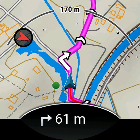 Garminルートナビ画面1:ルート表示