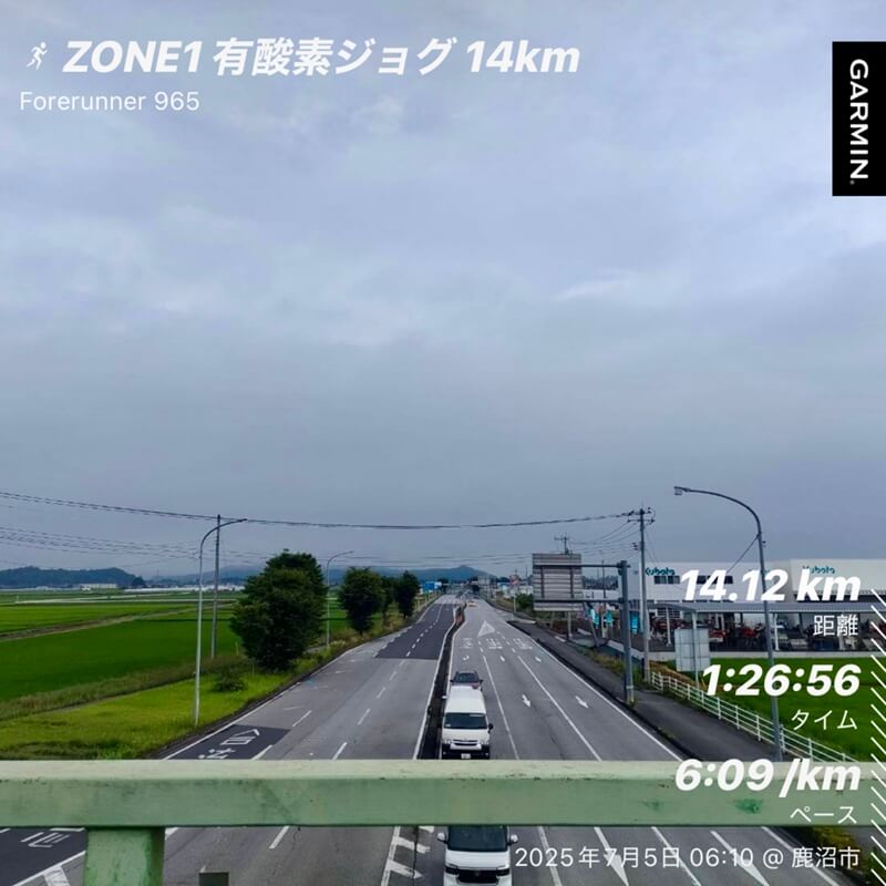 曇り空の中で14kmジョグ。気分転換になったルート選び