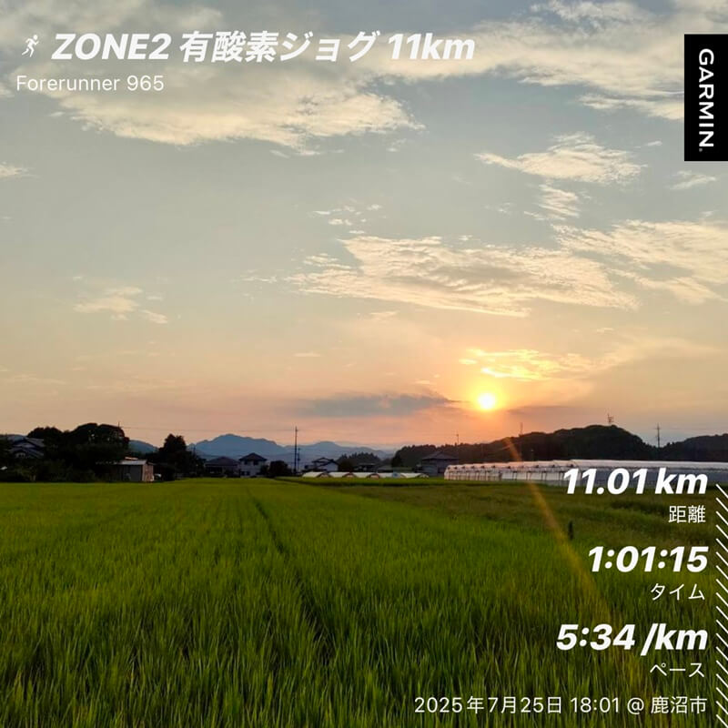 2025年7月25日夕方ランのGarminデータ
