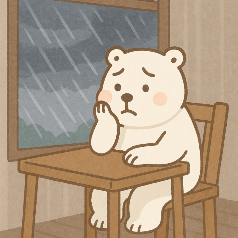 雨に困るシロクマの画像