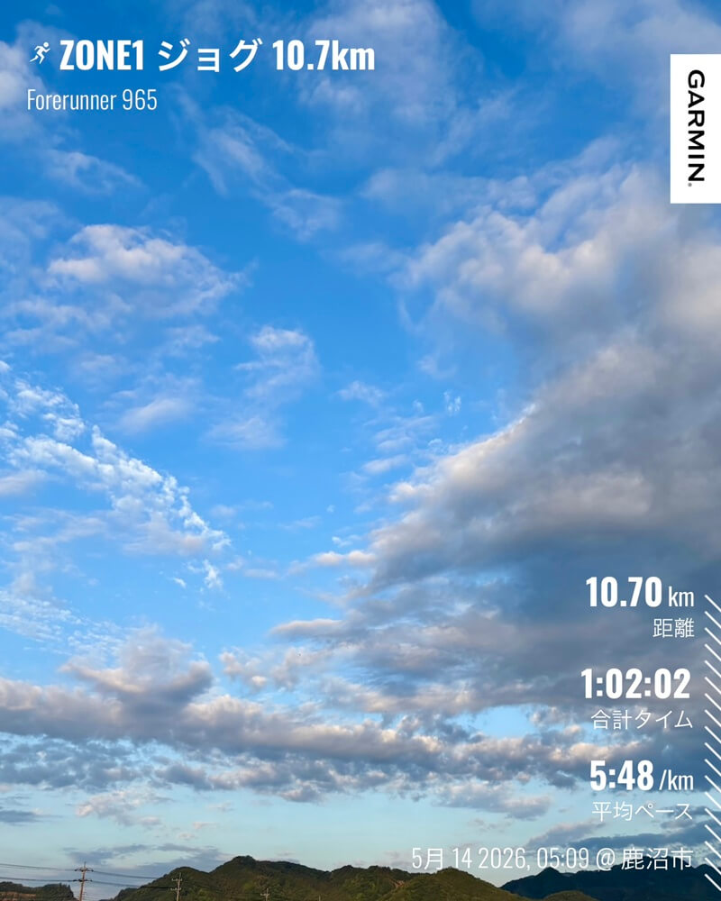 5月14日のZONE1ジョグ Garmin記録