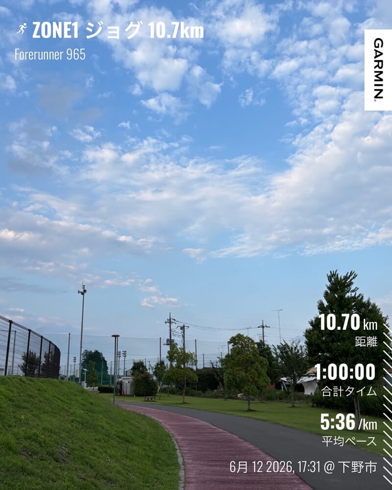 6月12日 ZONE1ジョグ10.7km ライバルフライ3