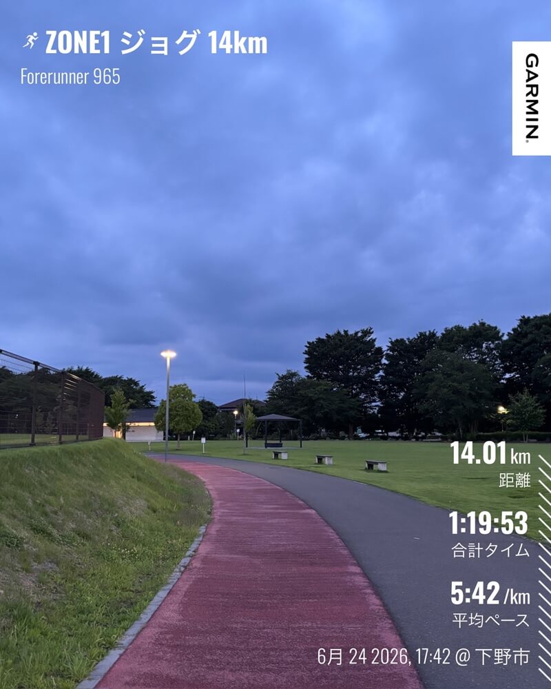 大松山運動公園で行った6月24日夜のZONE1ジョグ