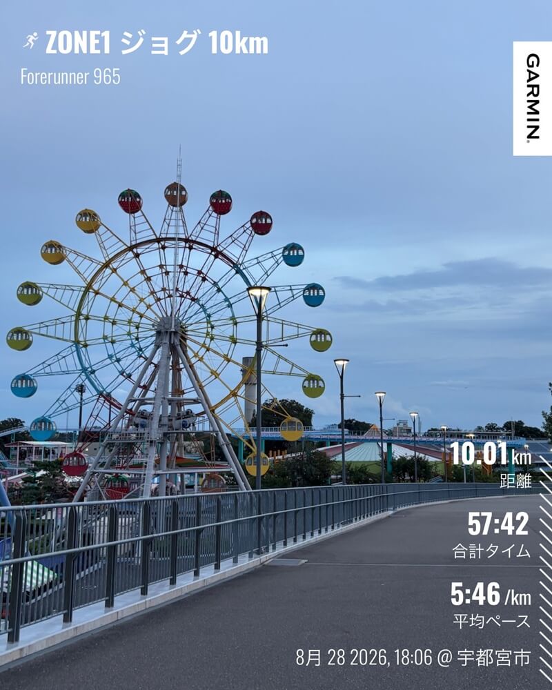 夕暮れの空を背景にしたカラフルな観覧車