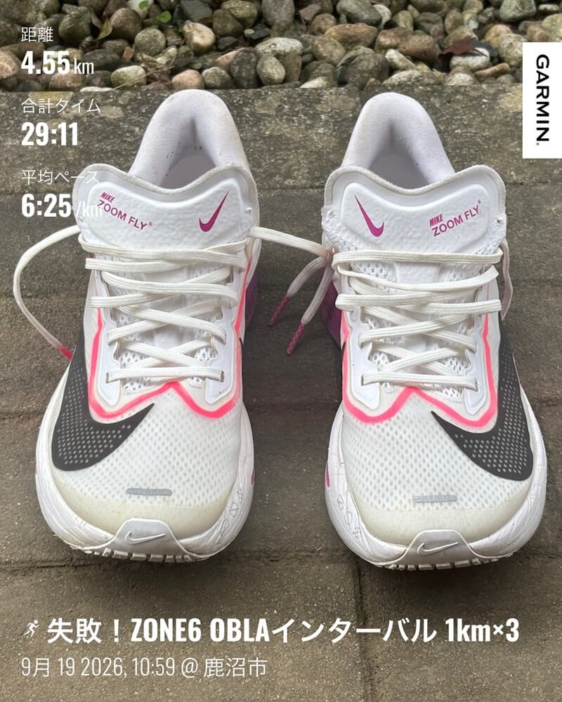 2部練を終えたNike ズームフライ6