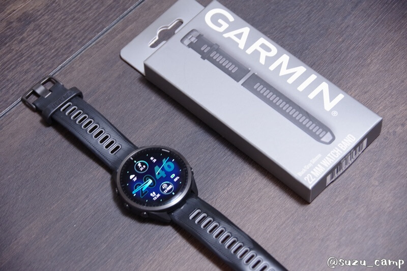 Garmin Forerunner 965と購入した純正22mm交換用バンドのパッケージ